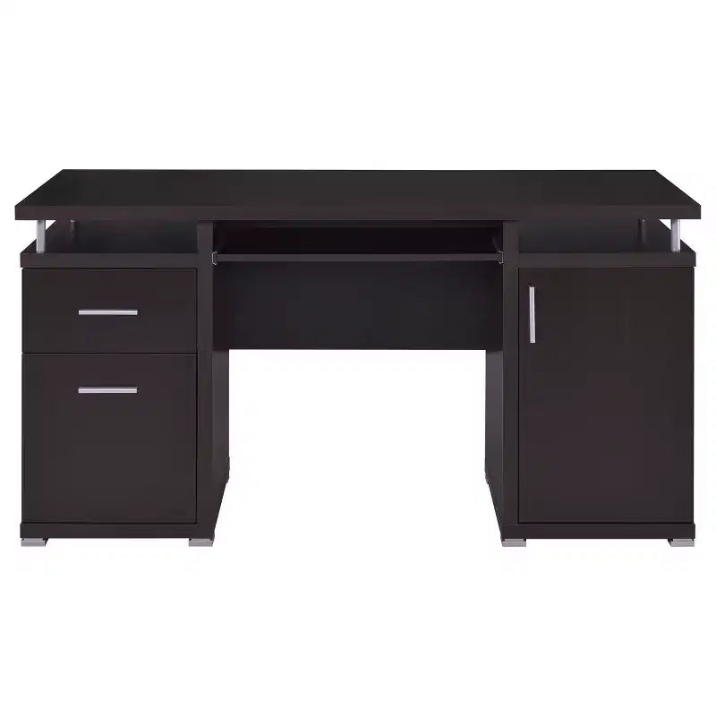 55" Holzschreibtisch mit 2 Schubladen, 1 Schrankfach, 1 offenem Ablagefach und Tür für das Homeoffice oder Arbeitszimmer