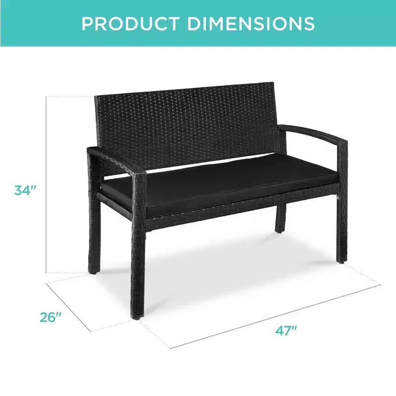 Best Choice Products 2-Sitzer-Outdoor-Korbsitzbank für Garten, Terrasse und Veranda mit 700-lb-Tragkraft und Polster