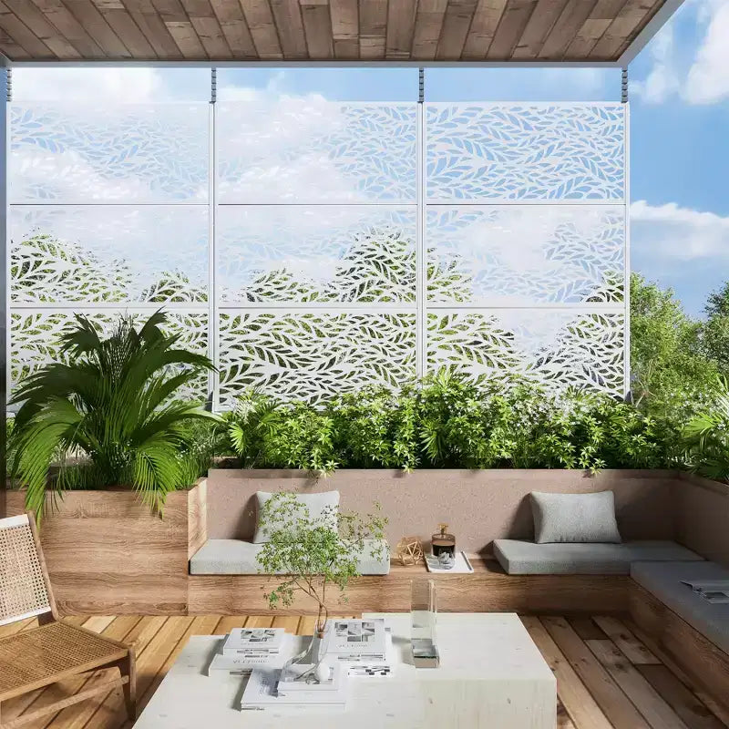 MAYEERTY Sichtschutz aus verzinktem Stahl für den Innen- und Außenbereich, freistehender dekorativer Raumteiler für Balkon und Garten, 1 Stück