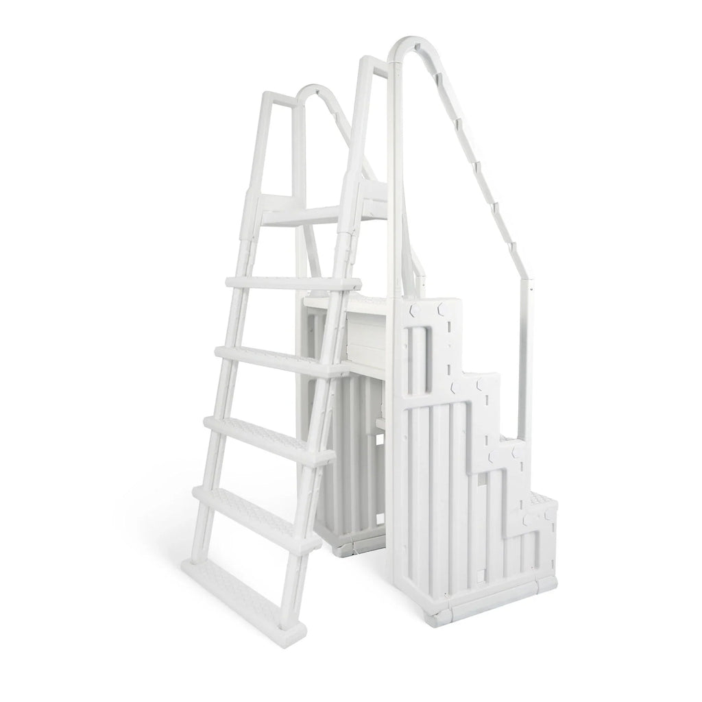 Blue Wave Easy Pooltreppe mit Außenleiter für Aufstellpools – 82,55 cm B x 142,24 cm T x 205,74 cm H