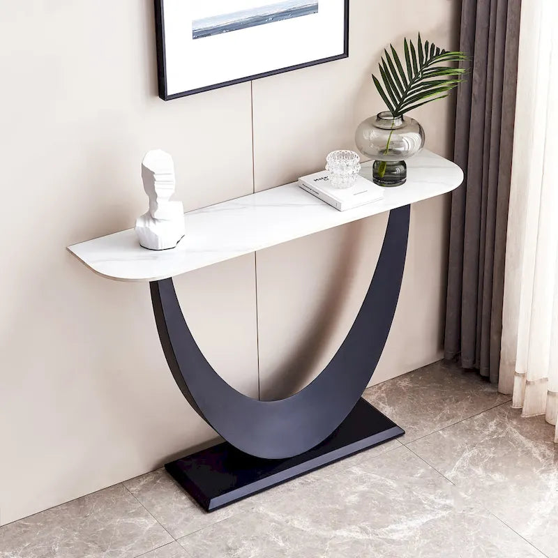 Moderner Konsolentisch, exquisites Formdesign, Metallrahmen mit verstellbaren Fußgleitern für den Eingangsbereich