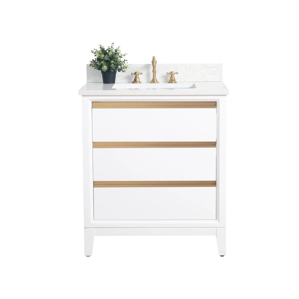 Vanity Art Badezimmerschrank mit Keramikwaschbecken und Platte aus technischem Marmor