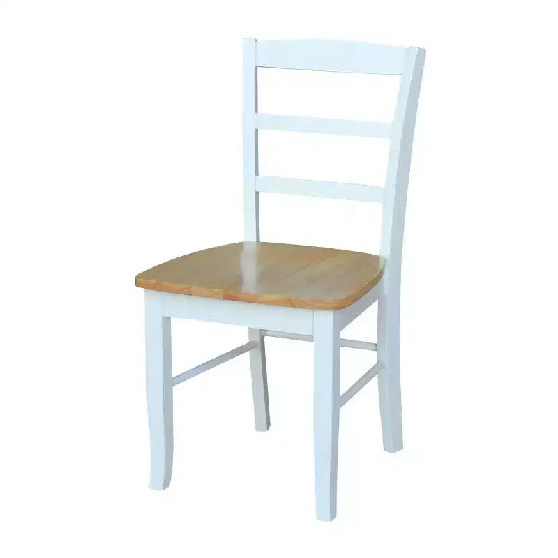 3-teiliges Esszimmer-Set mit Esstisch und 2 Leiterrückenstühlen Weiß/Natur ¨C International Concepts: Massivholz, Quadratisch, Ohne Verlängerung