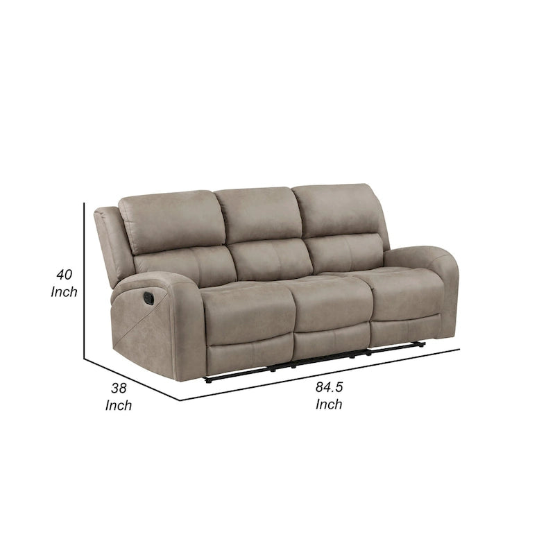 Patsy 85-Zoll manuelles Doppel-Recliner-Sofa, braun, Mikrofaser mit getufteter Rückenlehne