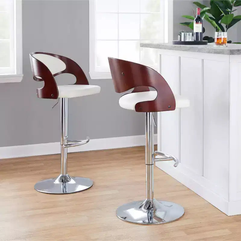 2er-Set Pino Barhocker im Mid-Century-Modern-Stil, höhenverstellbar und drehbar – Lumisource
