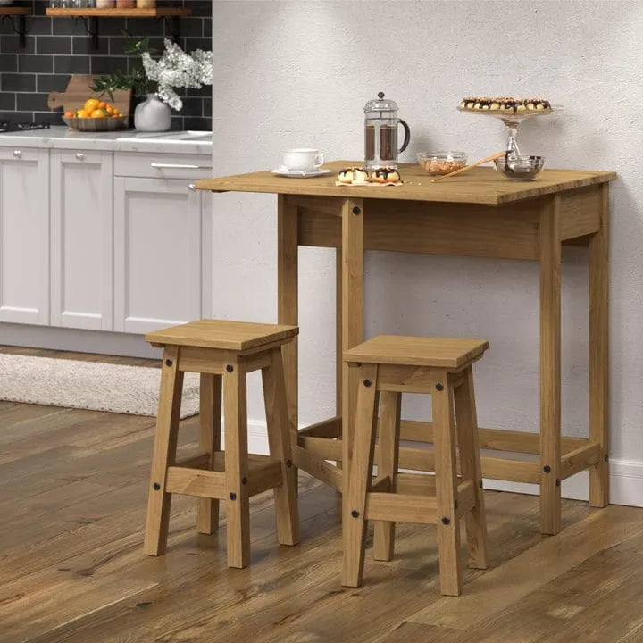 3-teiliges Esszimmer-Set mit Klapptisch aus Kiefernholz