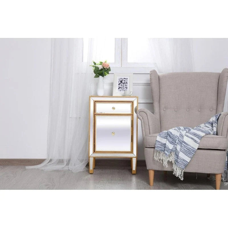 Reflexion Collection, 46 cm breiter, verspiegelter Nachttisch mit 1 Schublade in Rosa