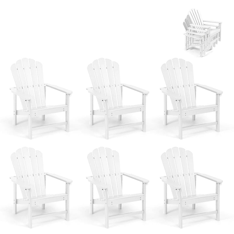 Vrakae 6er-Set stapelbarer Adirondack-Gartenstühle aus HDPE für jedes Wetter