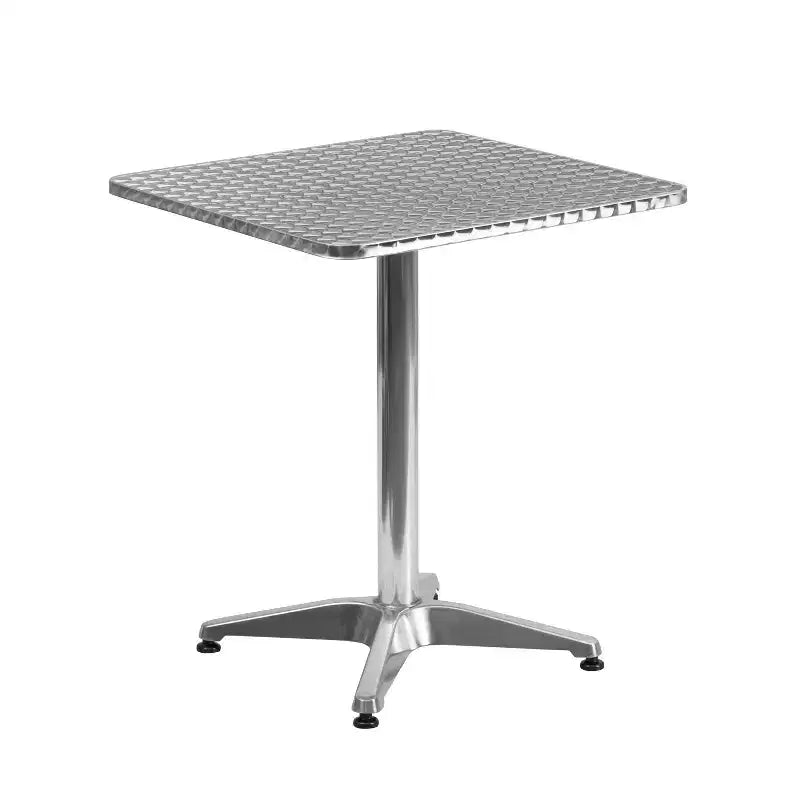 Emma und Oliver quadratisches Aluminium-Tischset (23,5 Zoll) mit 4 Stühlen mit Lamellenlehne