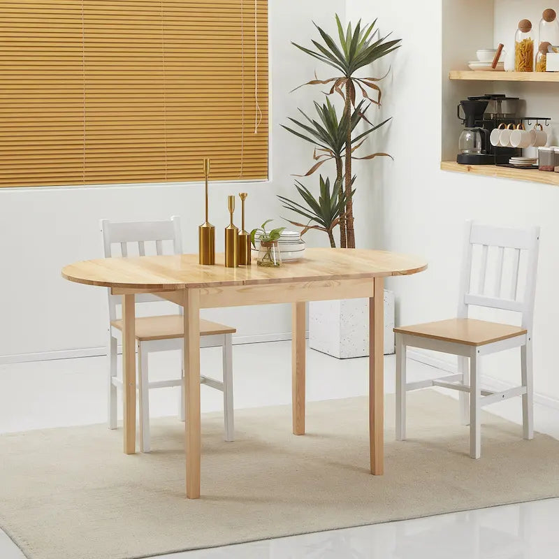 HOMCOM 55 cm Massivholz-Küchentisch, Klapptisch für kleine Räume, ausklappbarer Esstisch