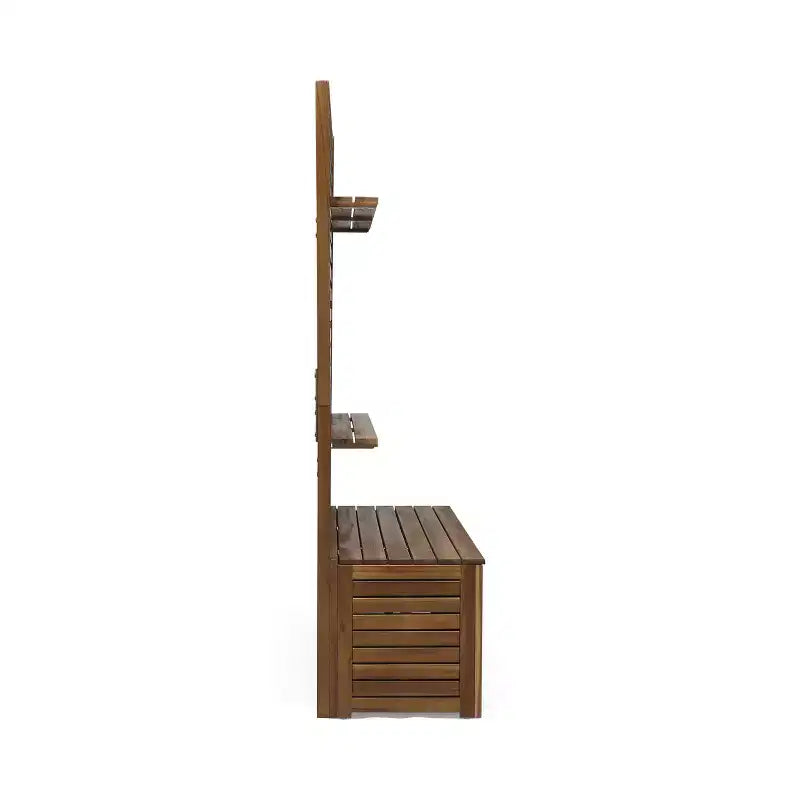 Christopher Knight Home Andrusia Rustikale Garten-Aufbewahrungsbank aus Akazienholz mit Ablage, Teak-Optik