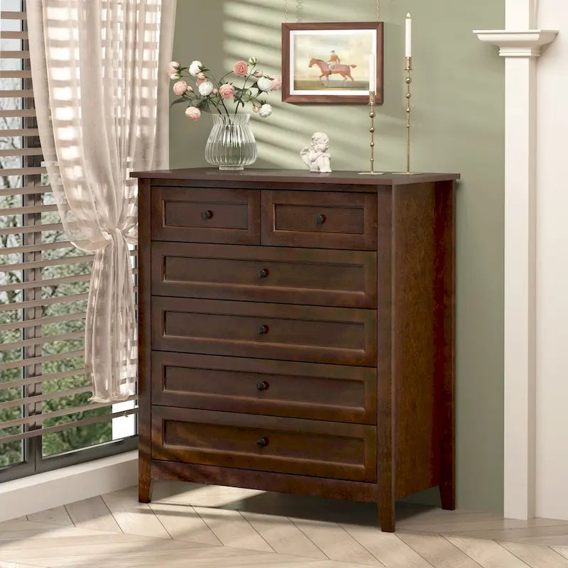 Kommode aus Massivholz mit sprühlackierten Schubladen, Buffetschrank, Sideboard mit Schließfächern, Anrichte, Konsolentisch mit Schließfächern