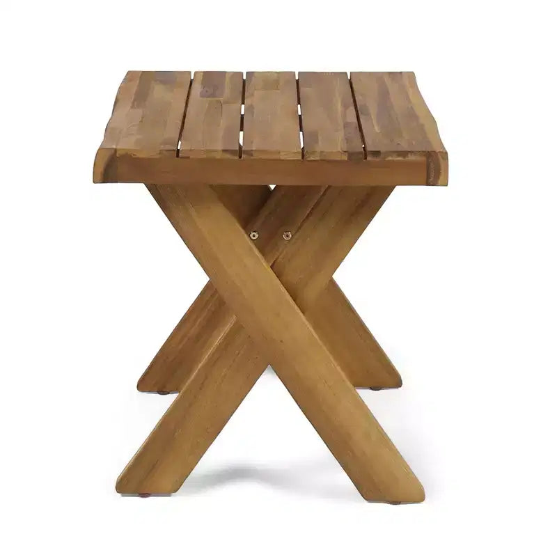 Christopher Knight Home Wino Patio 3-teiliges Akazienholz-Rattan-Sonnenliegen-Set mit Polster und Lattentisch