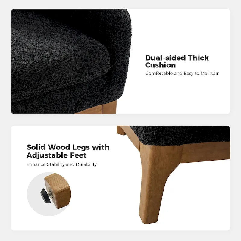 Augus Moderner Bouclé-Akzent-Tonsessel mit Beinen aus Massivholz von HULALA HOME