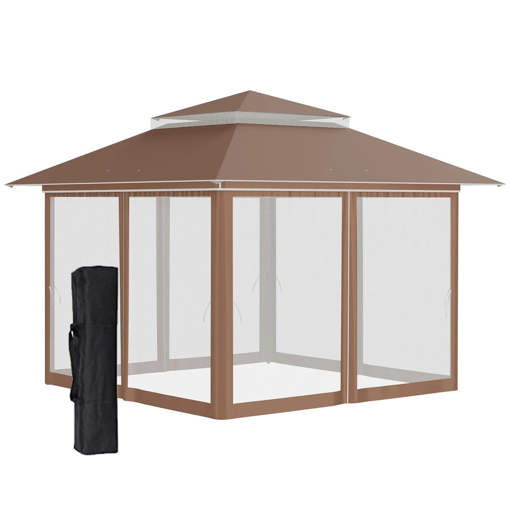 Outsunny 3,6 x 3,6 m Faltpavillon mit Moskitonetz, höhenverstellbar in 3 Stufen