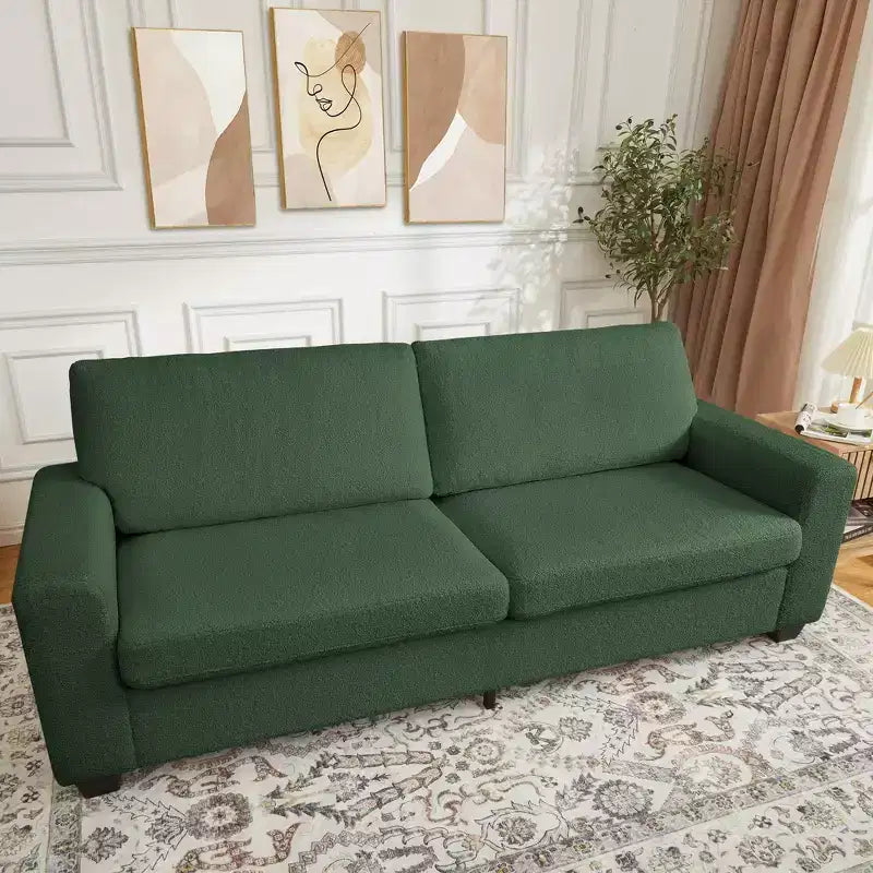 83W Modernes 3-Sitzer-Sofa mit tiefer Sitzfläche, weichem Stoff, breiter Armlehne, abnehmbarem, waschbarem Kissenbezug