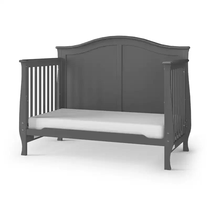 4-in-1-Wandlungsfähiges Babybett, wandelbar zum Tagesbett, Kleinkindbett und Full-Size-Bett, 3 Matratzenpositionen, babyfreundliche Oberflächenbeschichtung