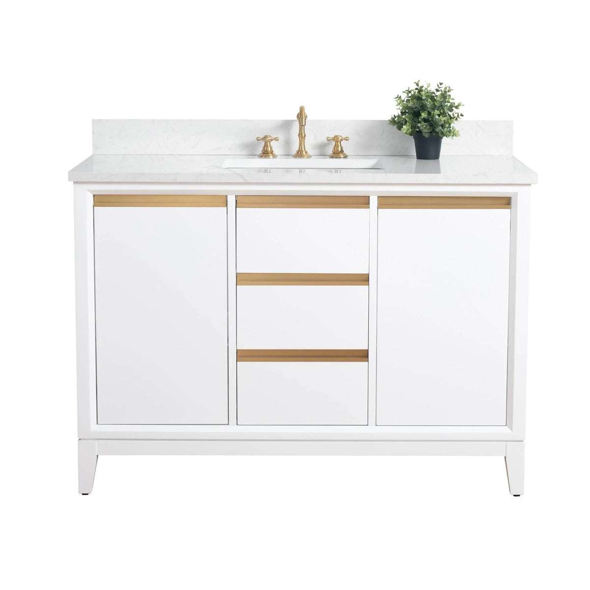 Vanity Art Badezimmerschrank mit Keramikwaschbecken und Platte aus technischem Marmor