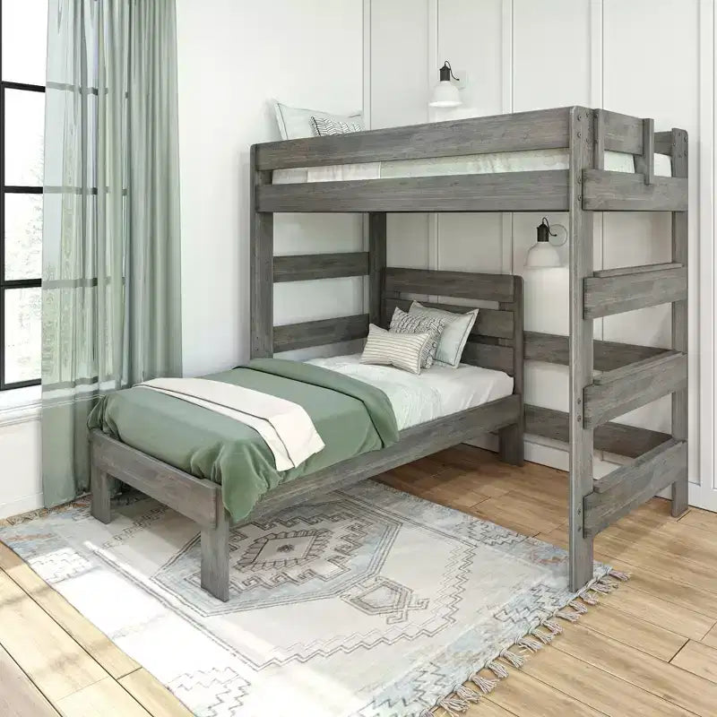 Max & Lily Etagenbett aus Massivholz im modernen Landhausstil, L-förmiger Bettrahmen mit zwei Einzelbetten für Kinder