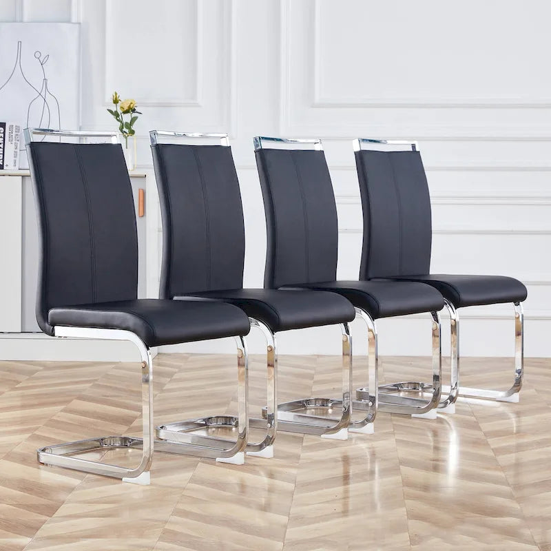 Moderne Esszimmerstühle aus PU-Kunstleder, 4er-Set