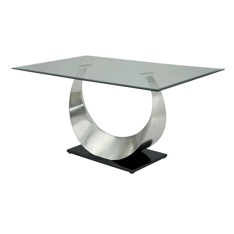 Heer Modern 7-teiliges Esszimmer-Set aus schwarzem Stahl mit U-förmigem Sockel von Furniture of America
