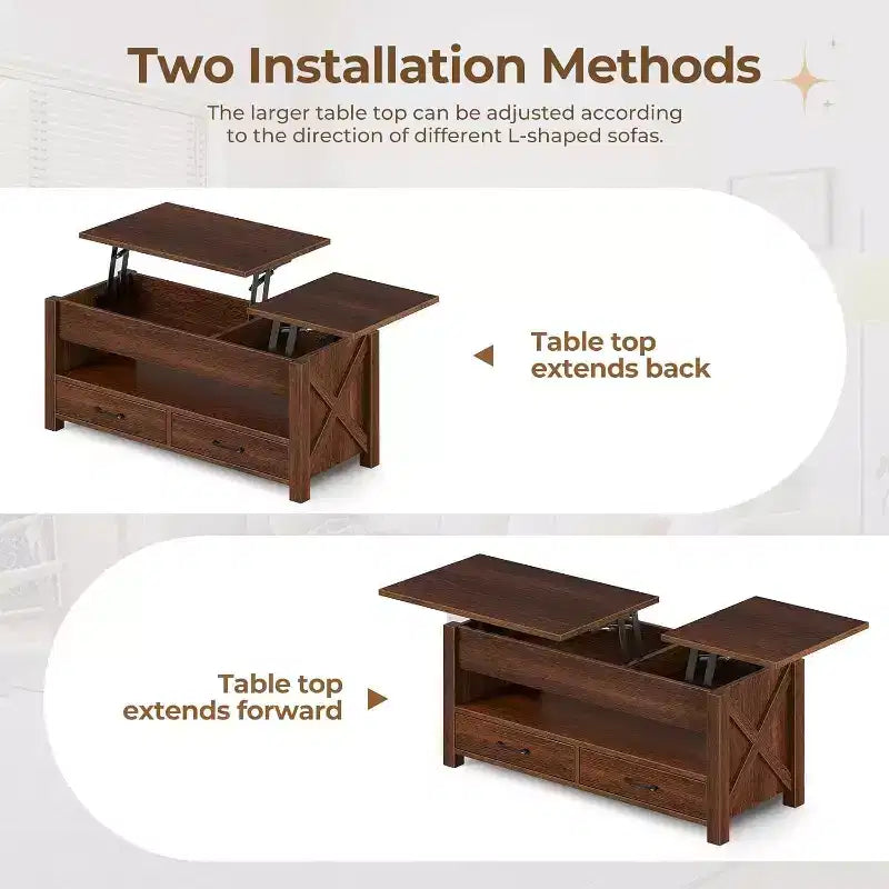Couchtisch aus Holz – Höhenverstellbarer Couchtisch, höhenverstellbarer Wohnzimmertisch, moderner Couchtisch, stilvoller Couchtisch