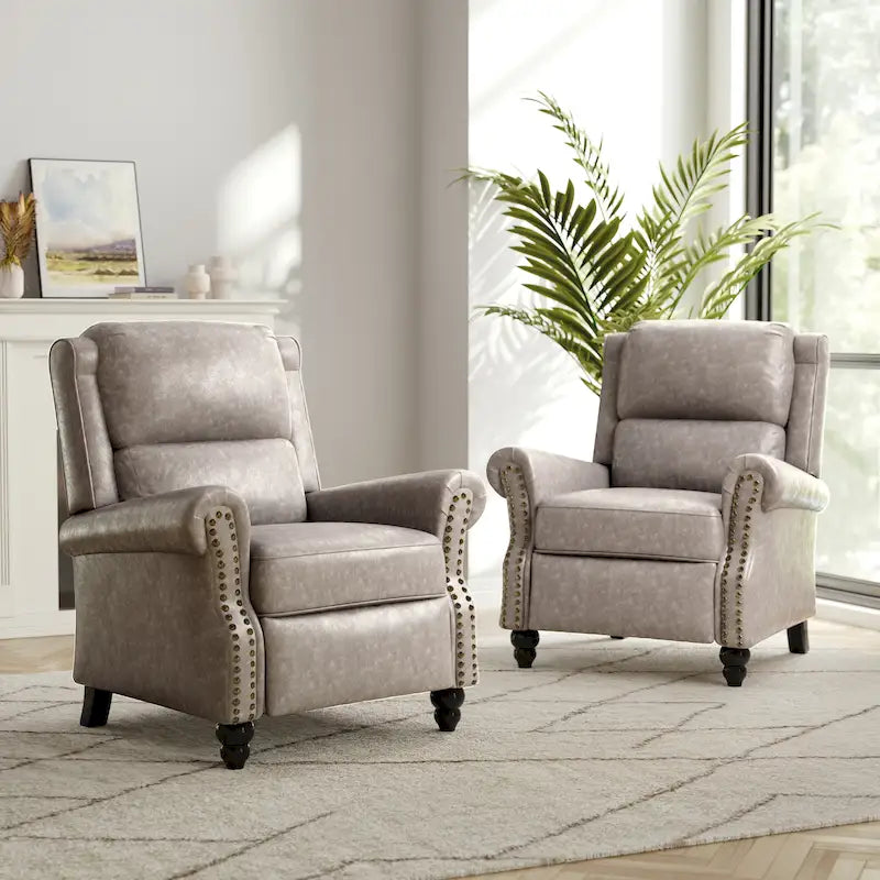 2er-Set moderner Polster-Relaxsessel mit Kunstleder/Stoffbezug