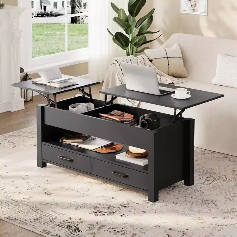 Couchtisch aus Holz – Höhenverstellbarer Couchtisch, höhenverstellbarer Wohnzimmertisch, moderner Couchtisch, stilvoller Couchtisch