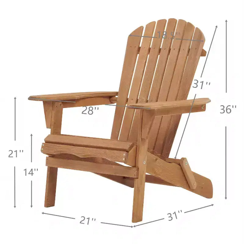 2er-Set klappbare Adirondack-Gartenstühle aus Holz mit Rückenlehne, Holz-Terrassenstuhl für Garten und Hinterhof