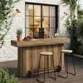 Lantine Bartisch, 160 cm langer Bartisch aus Holz mit Metallfußstütze, Stehtisch mit Ablagefächern für Wohnzimmer, Bistro, Esszimmer (Braun)