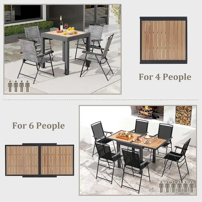 31,5–63 Outdoor-Terrassentisch, ausziehbar, L-förmige Stütze inklusive