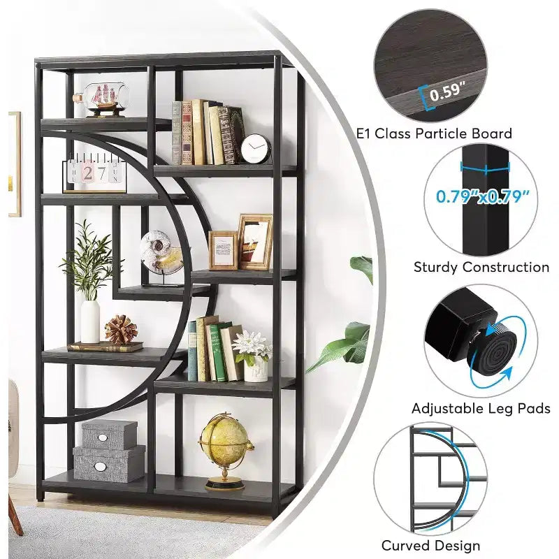 Lantine 5-Ebenen-Bücherregal mit 9 offenen Ablagefächern