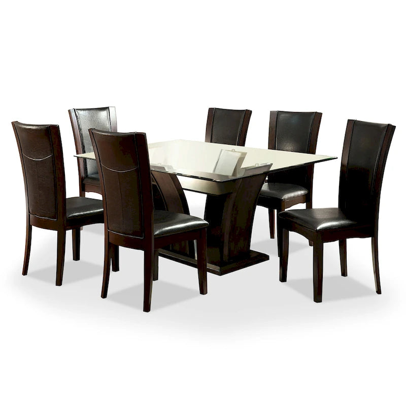 Bind Modernes Esszimmer-Set aus massivem Holz, 7-teilig, mit offenem Regal von Furniture of America