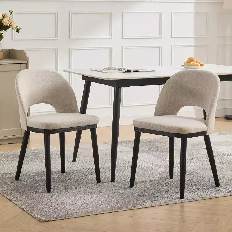 Esszimmerstühle 4er/6er-Set, gepolsterter Küchenstuhl, Leinen-Landhausstuhl mit verstellbaren Füßen für Esszimmer, Wohnzimmer