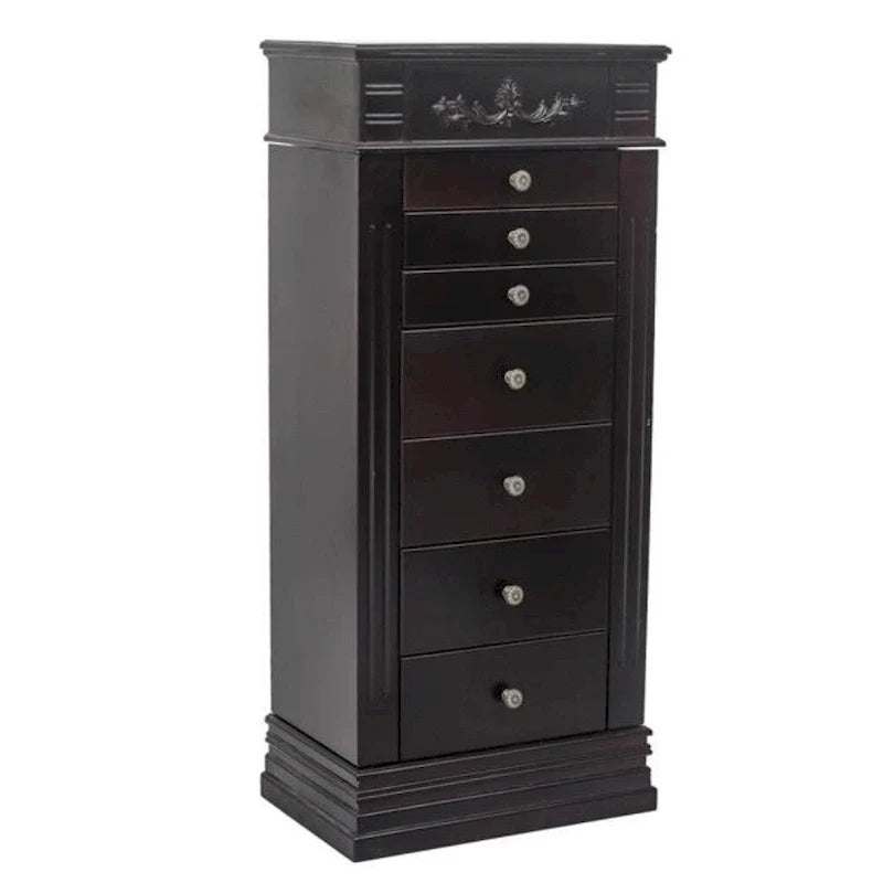 Stilvoller Schmuckschrank mit Spiegel und Kettenhaken - 18,5 x 12 x 42