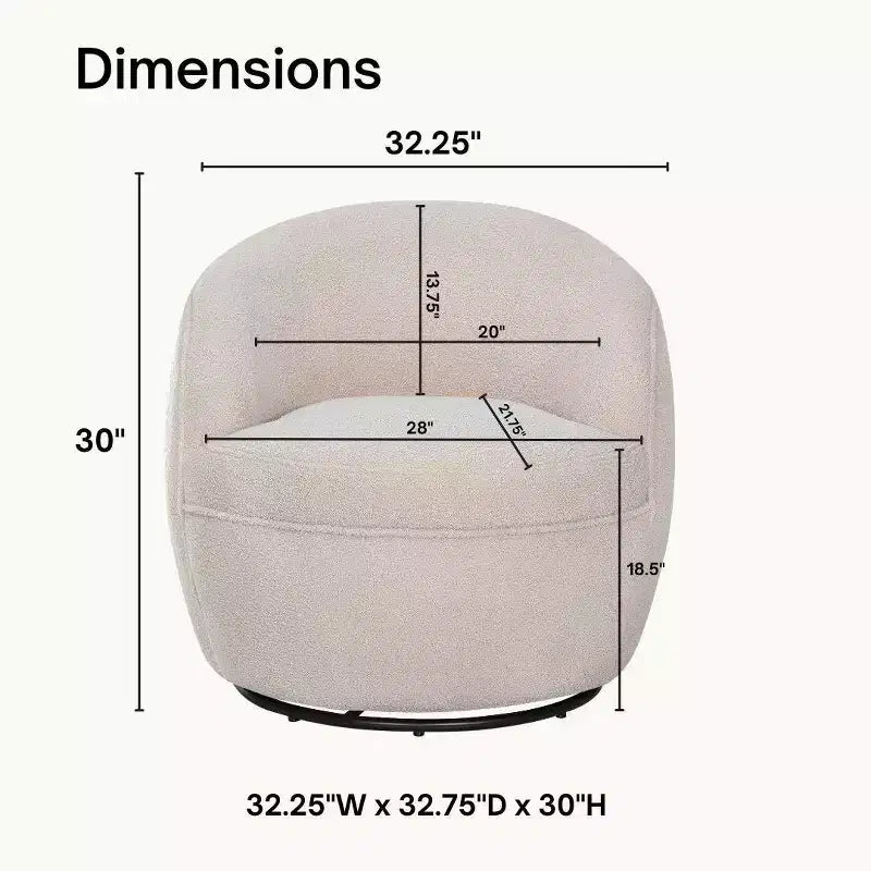 Roundhill Furniture Galleria 360° drehbarer Barrel Chair aus Kunst-Lammfell