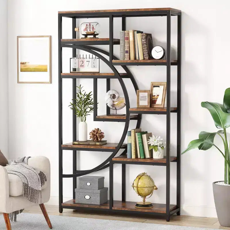 Lantine 5-Ebenen-Bücherregal mit 9 offenen Ablagefächern