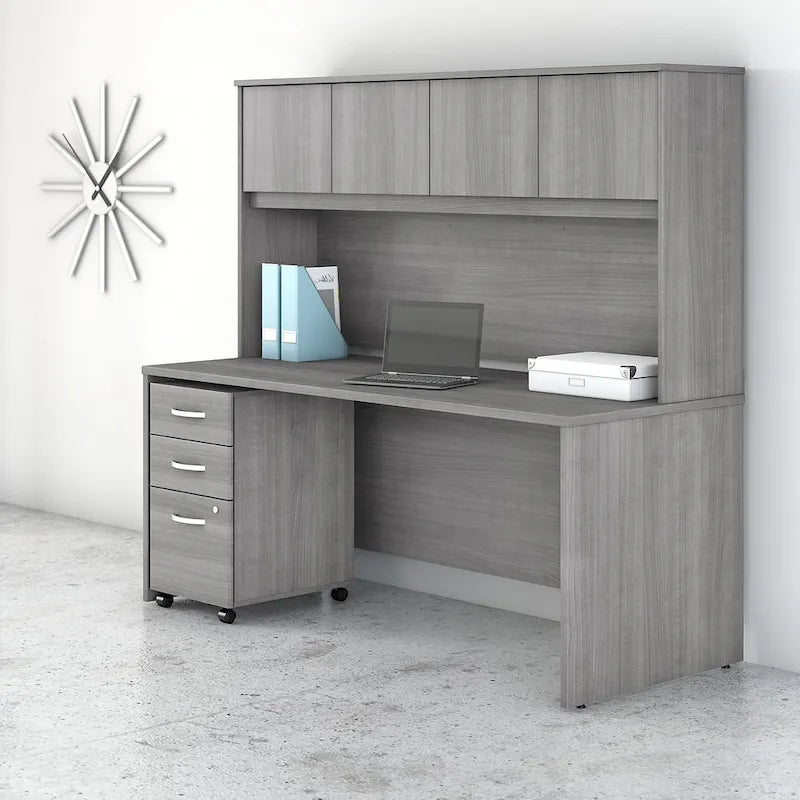 72-Zoll-Schreibtisch mit Aufsatz und mobilstem 3-Schubladen-Rollcontainer