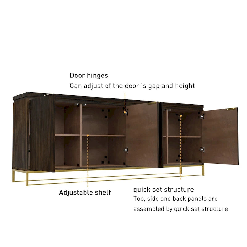 Clihome Möbel-Akzentschrank aus Holz mit 4 Türen