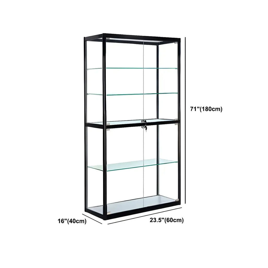 Zeitgenössische rechteckige Vitrine aus schwarzem Glas