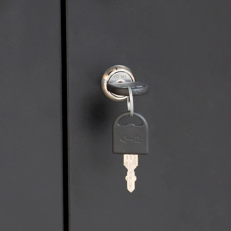 Metall-Aufbewahrungsschrank mit 2 Türen und 2 verstellbaren Einlegeböden, abschließbarer Stahlschrank für die Garage, Metall-Aktenschrank