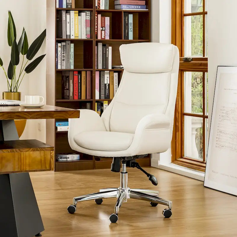 Glitzhome 48-Zoll Mid-Century verstellbarer Drehstuhl aus Kunstleder fürs Büro