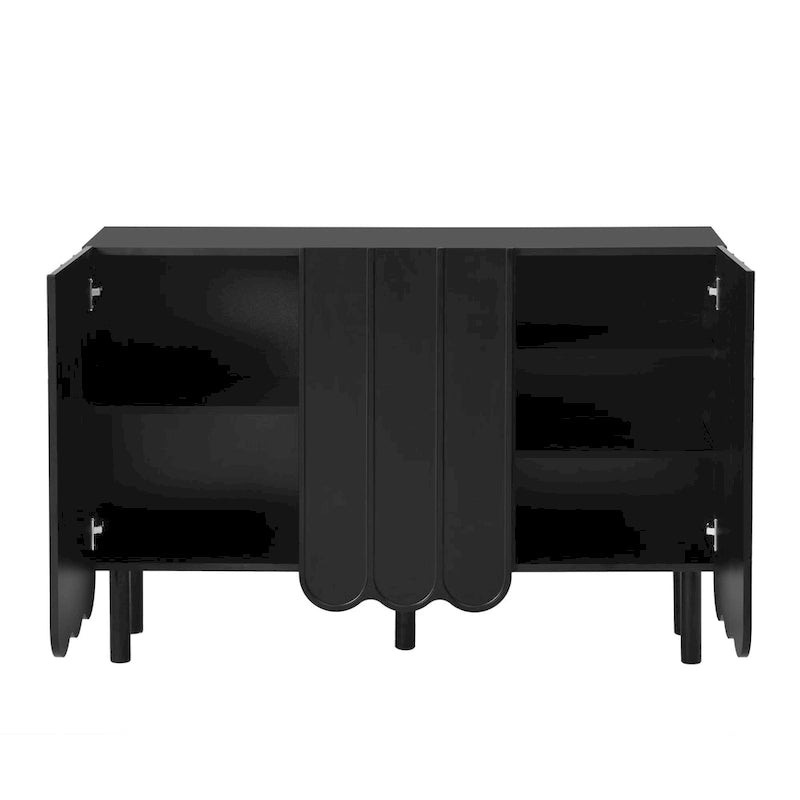 Minimalistischer Schuhschrank im Cream-Stil mit 5 Massivholzbeinen, Sideboard-Buffetschrank mit verstellbaren Einlegeböden
