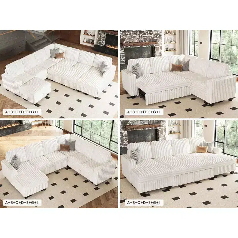 Belffin Cord-Ottomane mit Stauraum für modulares Ecksofa