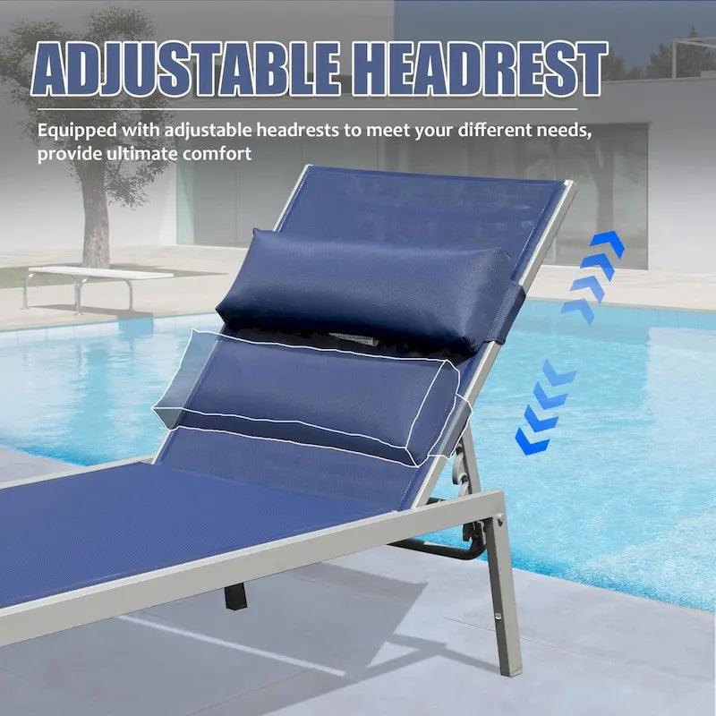 3-teiliges Terrassen-Liegen-Set, Aluminium-Poolliegen mit Beistelltisch, verstellbare wetterfeste Outdoor-Liegestühle