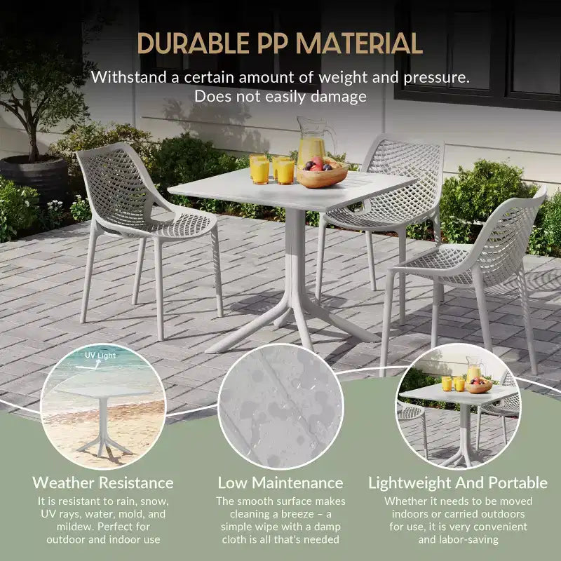 WestinTrends Playa Modern 5-teiliges Essgruppe aus Kunstharz für die Terrasse mit stapelbaren Terrassenstühlen