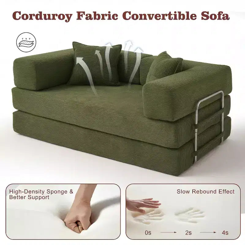 Dyonery 65-Zoll 5-in-1-Schlafsofa, zu einem Doppelbett umbaubar, mit festem Metallrahmen, Cord