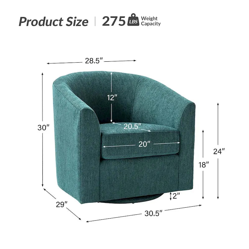 Cuenca Moderner gepolsterter Barrel-Sessel mit Drehsockel 2er-Set