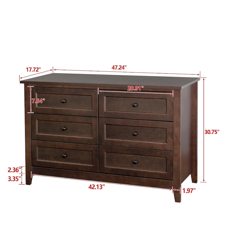Kommode aus Massivholz mit sprühlackierten Schubladen, Buffetschrank, Sideboard mit Schließfächern, Anrichte, Konsolentisch mit Schließfächern