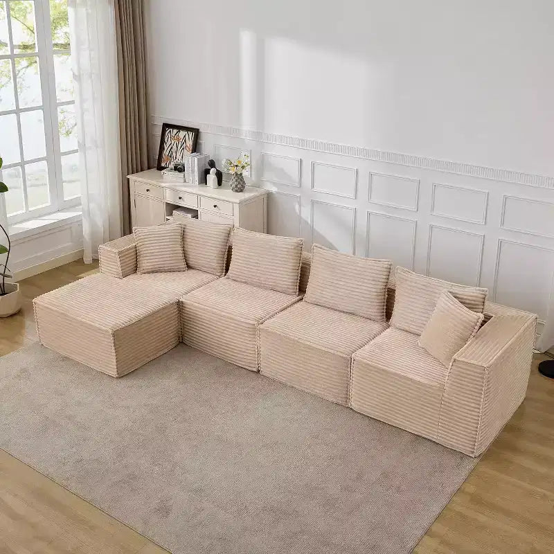 107/ 137 modulares Cloud-Sofa-Element, tiefes, rahmenloses Sofa, wandelbares, bequemes Bodensofa mit Hockern und Memory-Schaumstoff